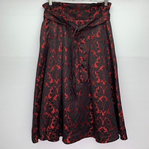 New York & Co Midi Skirt Size 8 Floral Jacquard Midi Party Wedding - Picture 4 of 12